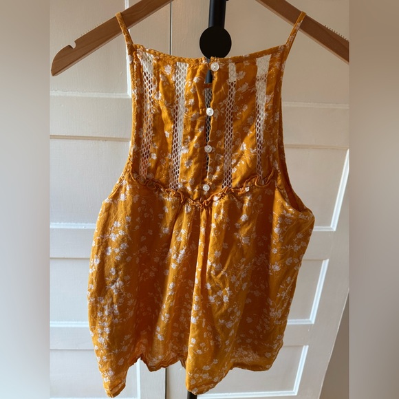 ❤️ Maeve Martell Floral Yellow Cotton Halter Top - Picture 9 of 9